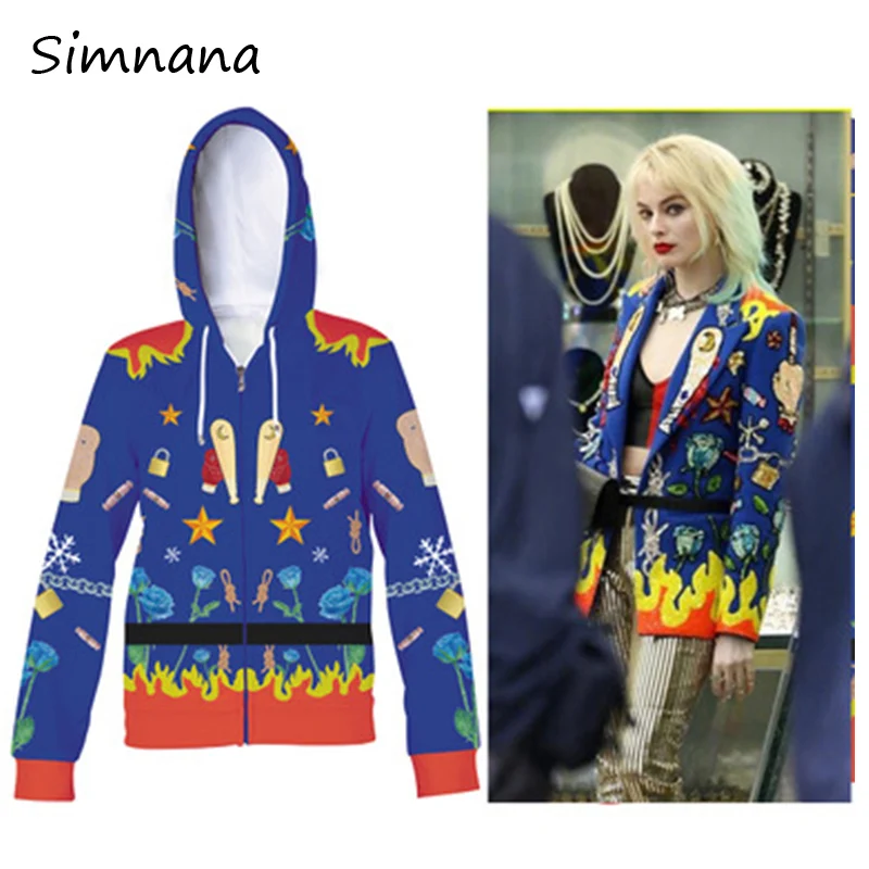 

Adult Kids Birds of Prey Harley Quinn Superhero Cosplay Sweatshirt Hoodie Jacket Coat Drop shipping