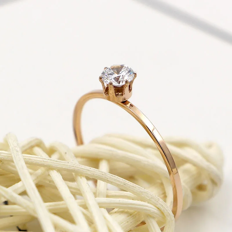 Wedding Rings Womens Ring Couple Rings Cubic Zircon Ring Finger Rings Jewelry Rings Ring Jewelry Love Jewelry Titanuim Steel Rose Gold Color Ring CZ Crystal Ring Women Couple Finger Rings Wedding Size 3-10 KK005-6