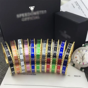

2020 Dial Speedometer Bracelets Bracciale Uomo Stainless Steel Gold Tone Cuff Bangle Bezel Pulseiras Bijoux FB001-2