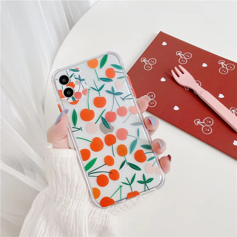 Милый чехол с клубничкой и вишней для iphone SE 2020 11 Pro max 7 8 plus X XR XS Max толстый защитный