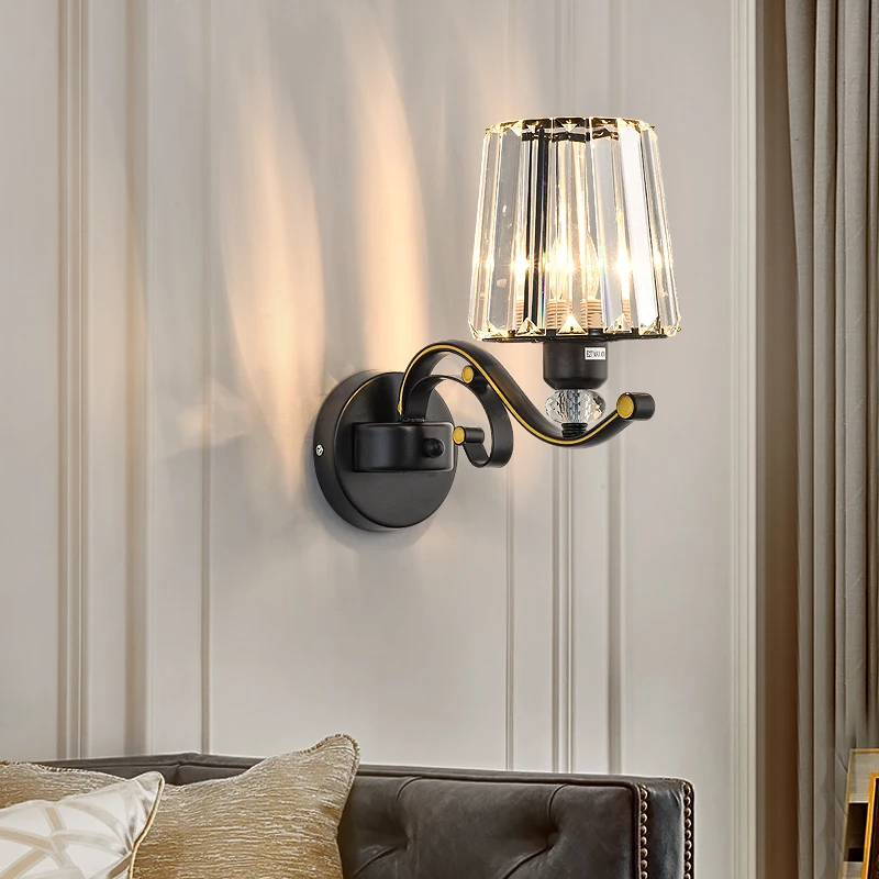 

Nordic Hotel Bedroom Crystal Wall Lamp New Style Living Room Wall Lamps Staircase Aisle Lamp Modern Minimalist Bedside Light