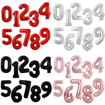 

1pc 32inch Red Black Gold Sliver Green Number Foil Helium Balloons Baby Shower Adult Birthday Wedding Party Decorations Supplies