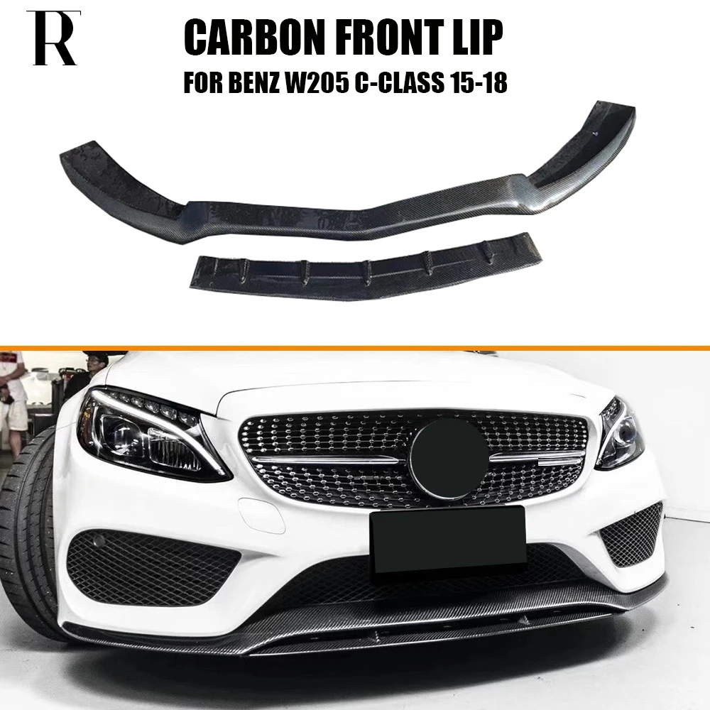 

FD Style Carbon Fiber Front Bumper Chin Lip for W205 C205 S205 C180 C200 C300 C400 C450 & C43 AMG 2015 - 2018 Pre-Facelift