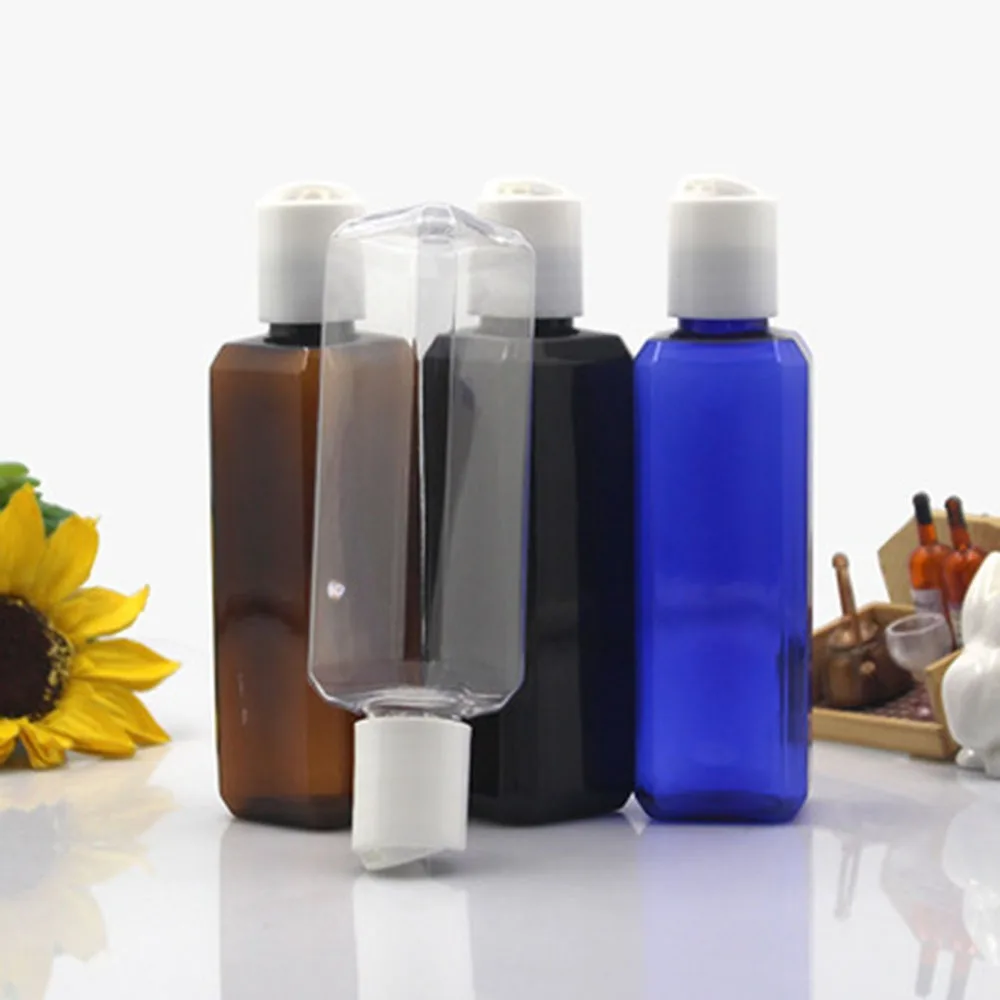 1pcs Cute 100ml Flip Top Cap Refillable Bottle Transparent Small Simple Empty Bottles Container Makeup Liquid 4
