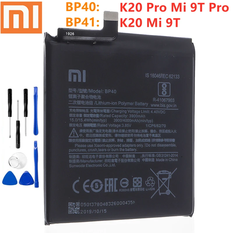 best battery phone 100% Original Replacement Battery BP41 BP40 For Xiaomi Redmi K20 Pro Mi 9T Pro Mi9T Redmi K20Pro Premium Genuine Battery + Tools samsung mobile battery