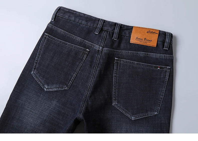 Черные джинсы, мужские джинсы, бренд 2019, зимние теплые джинсы, флис, Классический прямой крой, стрейчевые, деловые, повседневные, мужские
