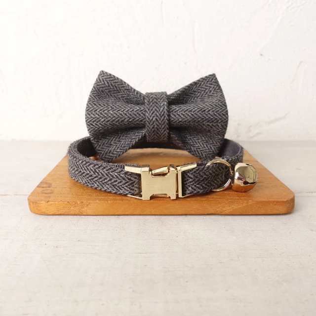 Cat Collar with Bell Bow Personalized Engraving Nameplate Kitten Collars Cat Necklace Customized Small Dogs Chihuahua Yorshire 2