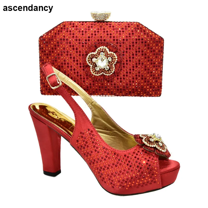 

Italian Matching Shoe and Bag Set for Wedding Ladies Italian Shoes and Bag Set Decorated with Rhinestone Party Shoes and Bag Set