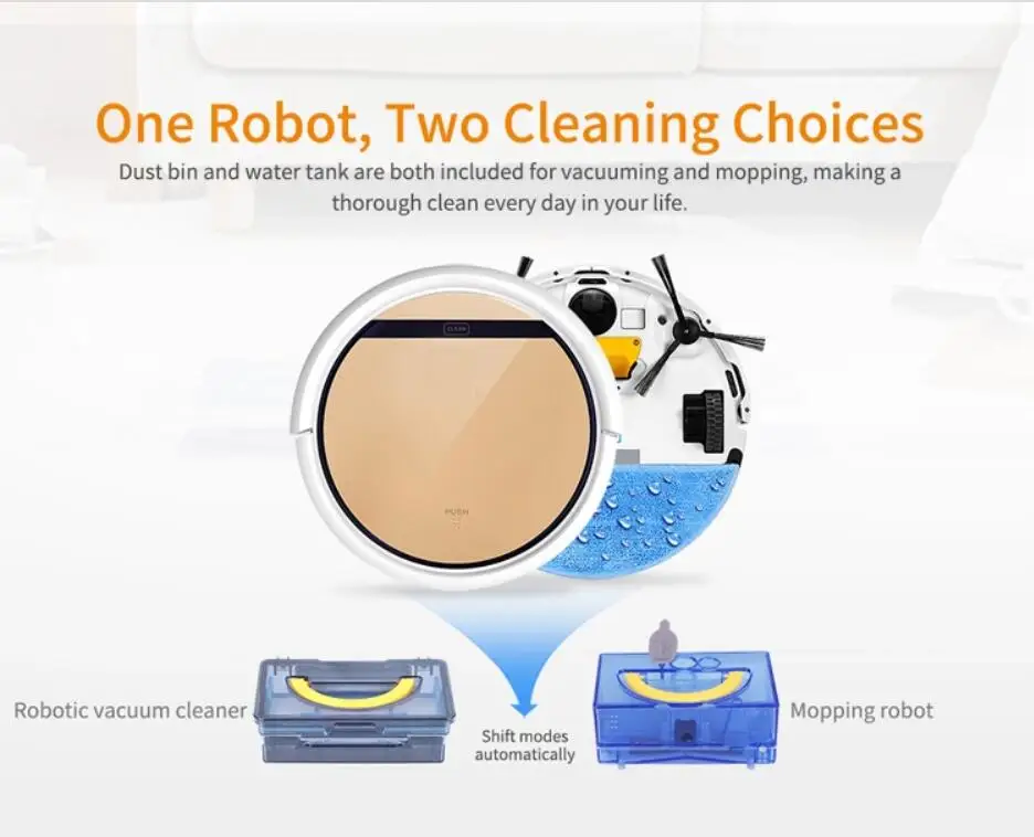 Smart Robot Vacuum Cleaner Wet and Dry Clean MOP Water Tank HEPA FilterCiff SensorROBOT ASPIRADOR