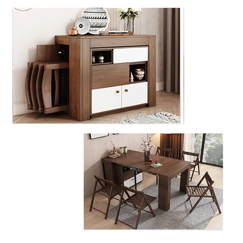 Muebles de comedor plegables telescópicos multifuncionales, combinación de y silla, aparador para apartamento pequeño - AliExpress Muebles