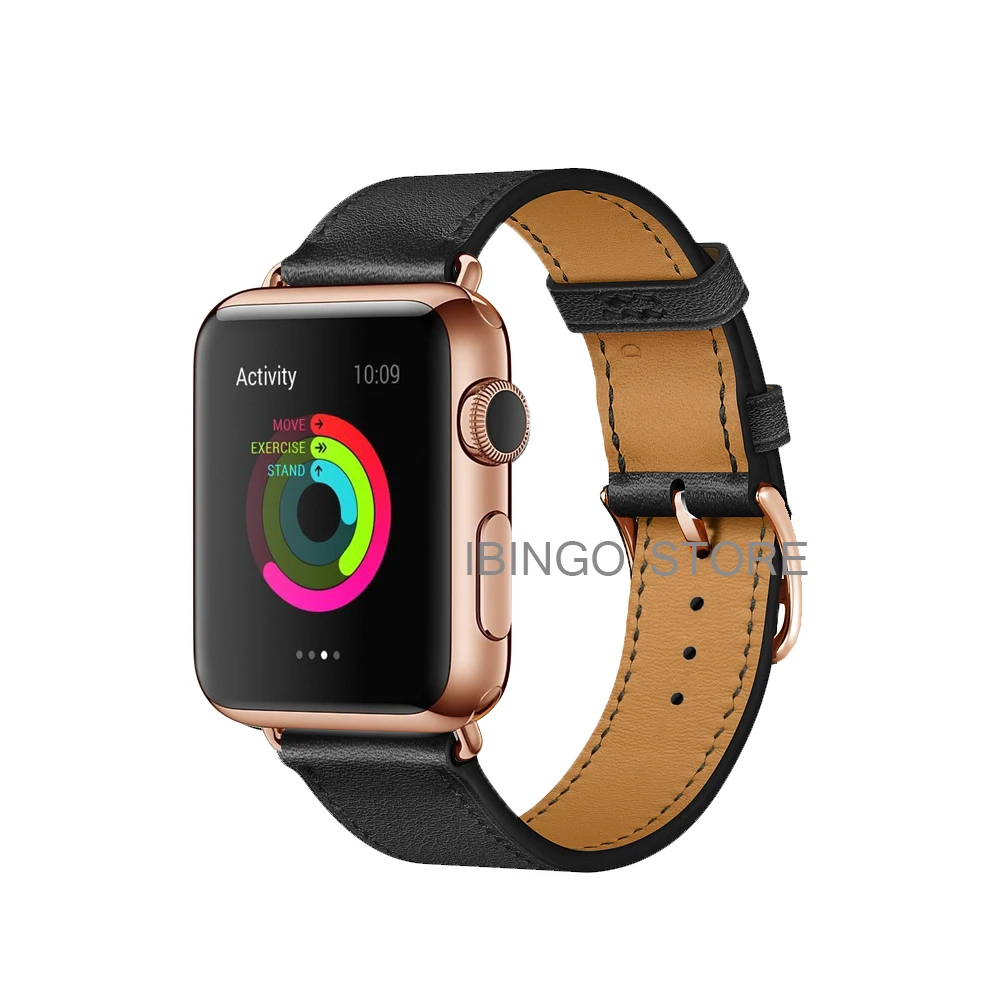 Noir Herm логотип розовое золото Swift кожаный двойной/один тур ремешок для Apple Watch 5 4 3 2 1 44 мм 40 мм 42 мм 38 мм ремешок для iWatch - Цвет ремешка: Noir