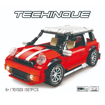 

701503 Vehicles City Race Car Building Blocks Technic MOC Mini Cooper Pull Back Car Educational Bricks Diy Toys for Children Kid