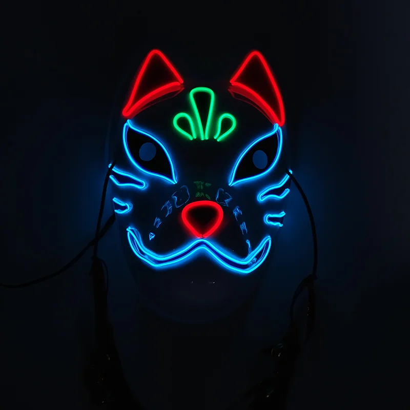 sexy anime cosplay Demon Slayer Glowing EL Wire Mask Kimetsu No Yaiba Characters Cosplay Costume Accessories Japanese Anime Fox Halloween LED Mask funny halloween costumes