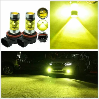 

Fog LED Headlights Replacement Car Auto 1 pair H11 Yellow Aluminum Alloy