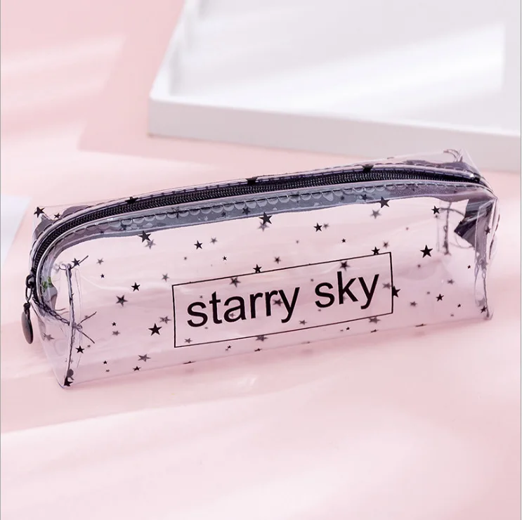star Креативный Простой Прозрачный чехол-карандаш с буквенным принтом Kawaii Love Stars, вместительная сумка для карандашей, канцелярские принадлежности, офисные школьные принадлежности - Цвет: star