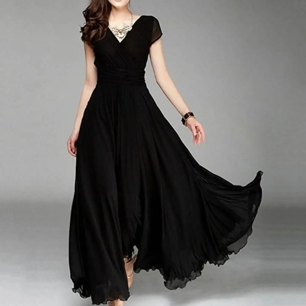 Women Dress Plus Size Solid Color Women Party Gown V Neck Short Sleeve Slims Fit Maxi Dress Sexy Women's Dresses Short Sleeve V Women Dress Plus Size Solid Color Women Party Gown V Neck Short Sleeve Slims Fit Maxi Dress Sexy Women's Dresses Short Sleeve V