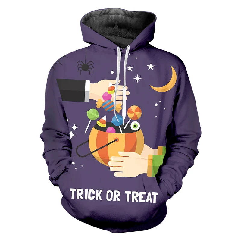 Trick Or Treat Candy OGKB Новая креативная одежда для пребывания на открытом воздухе 3D Толстовки с принтом смешной трюк или лечения конфеты Хэллоуин большой Размеры 6XL - Цвет: Trick Or Treat Candy