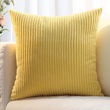 

K-STAR Living Room Sofa Corduroy Decorative Nordic Home Decoration Velvet Cushion Office Solid Color Flannel Striped Pillow