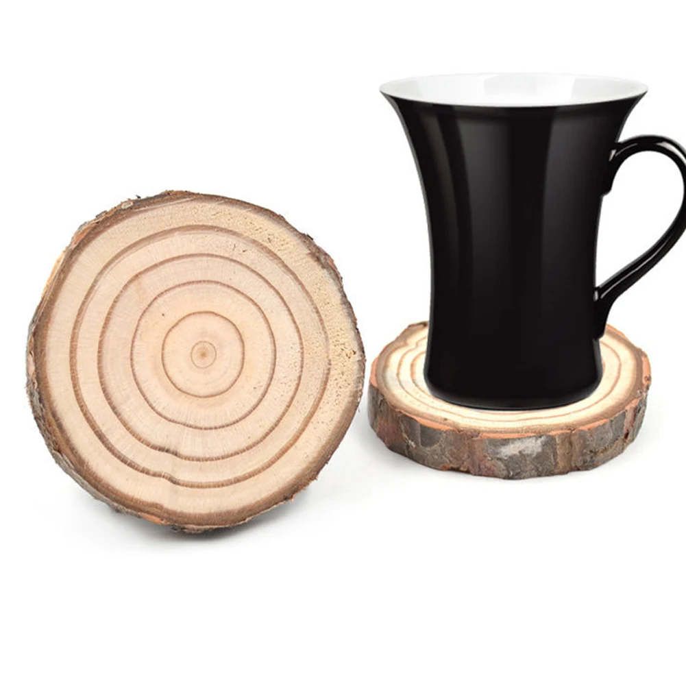 

2019 Round Natural Round Wooden Slice Cup Mat For DIY Tableware Decoration Durable Drink Coaster Placemat For Dining Table Mat