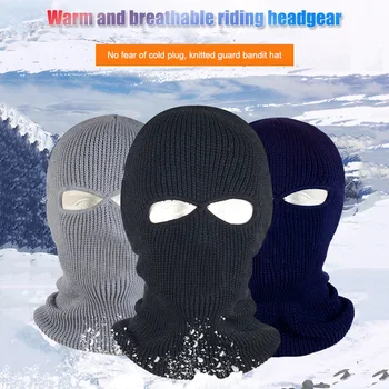 

Hot Full Face Mask Knit Cap 2 Holes Ski Mask Hat Shield Bean Hat Winter Warm Hat MVI-ing