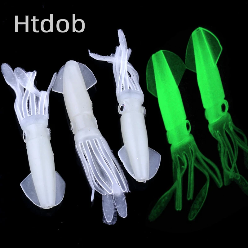 

5Pcs 8g 10cm Noctilucent Soft Squid Bait Octopus Baits Swimbait Saltwater Octopus Squid Skirt Luminous/UV Squid Jig Fishing Lure