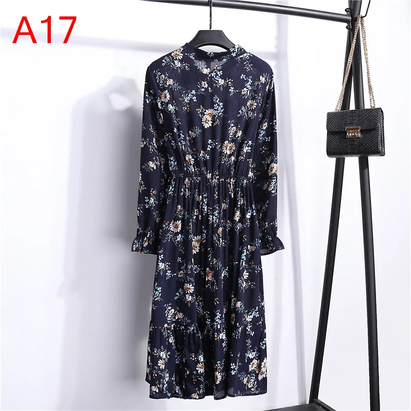 Корейская черная рубашка Vestidos для офиса в горошек, винтажные осенние платья, Женское зимнее платье, миди платье с цветочным рисунком и длинным рукавом для женщин