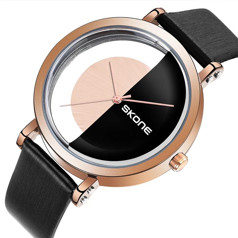SKONE Brand, 2021 Continuously Simple Style women's Watch, Leather strap, quartz waterproof watch