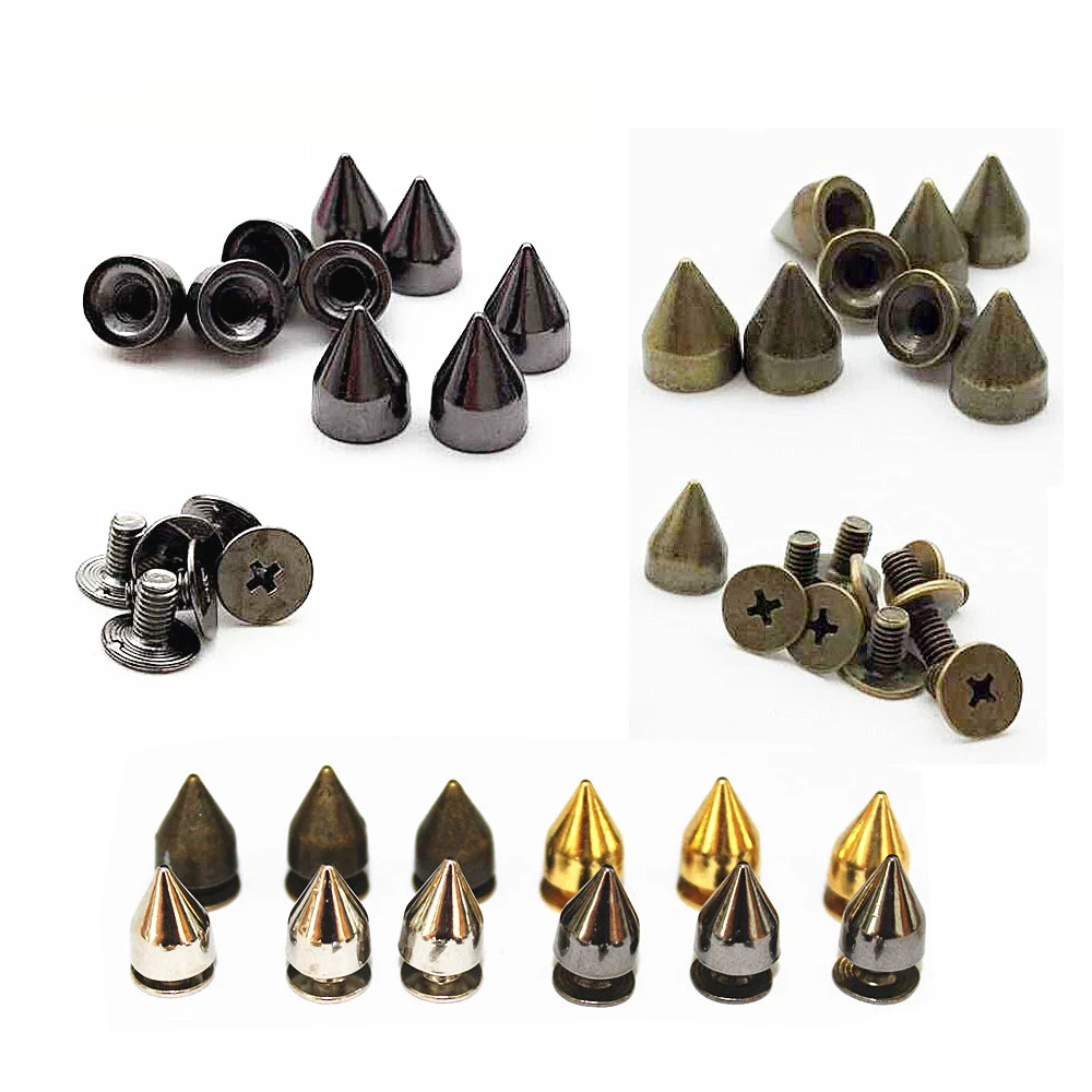 

50pcs 7*9.5mm color punk rock studs and spikes for clothes metal bullet rivets for leather fashion accessory Garment Rivets