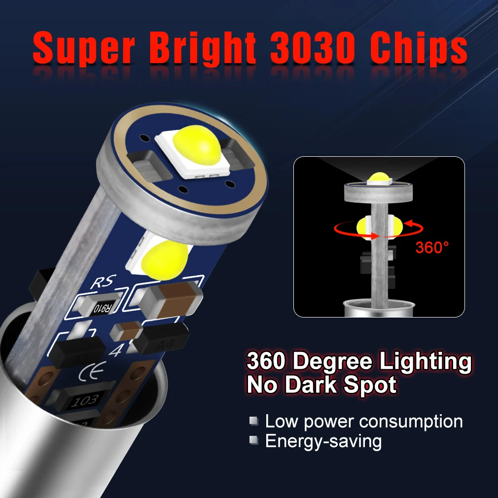 2Pcs Canbus 12V BA9S T4W Led  ڵ ׸  Ŀ  Readling ̼ ÷Ʈ  ȭƮ  ο 