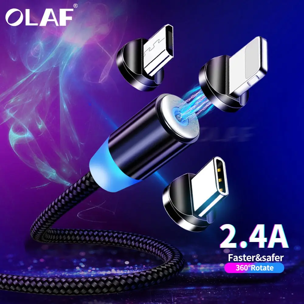 Магнитный кабель Олаф usb type C/Micro usb кабель для iphone XR 7 Xiaomi быстрое зарядное устройство кабель Microusb Кабели для мобильных телефонов USB C шнур