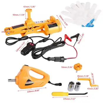 

3Ton 12V DC Automotive Electric Jack Lifting Car SUV Emergency Equipment w/ Impact Wrench Metal Plastic