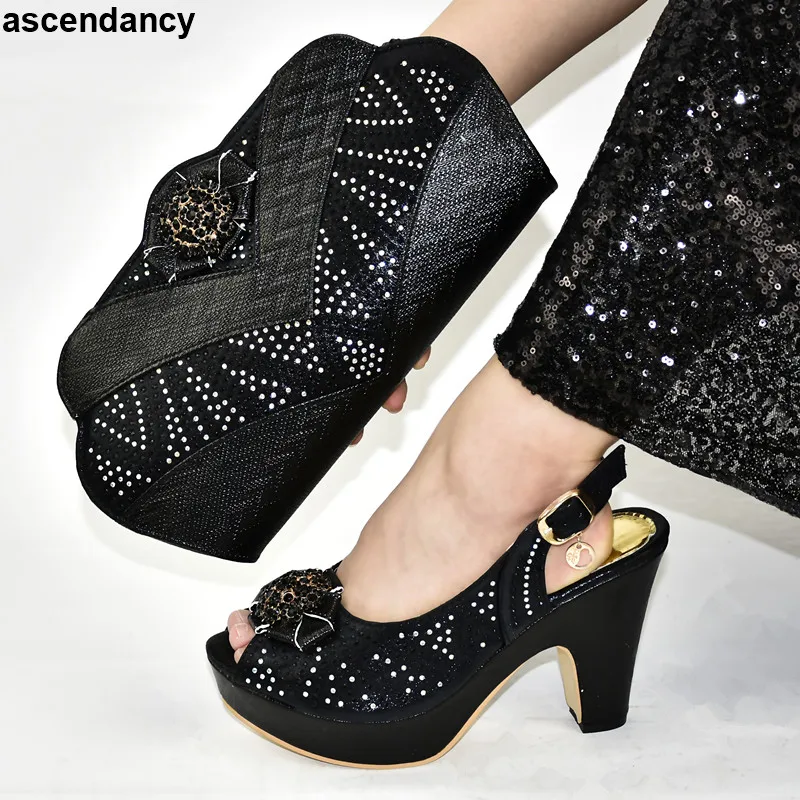 

New Arrival Sales In Women Matching Shoes and Bag Set Summer High Heeled Shoes for Women Shoes and Bag Set African Sets 2020