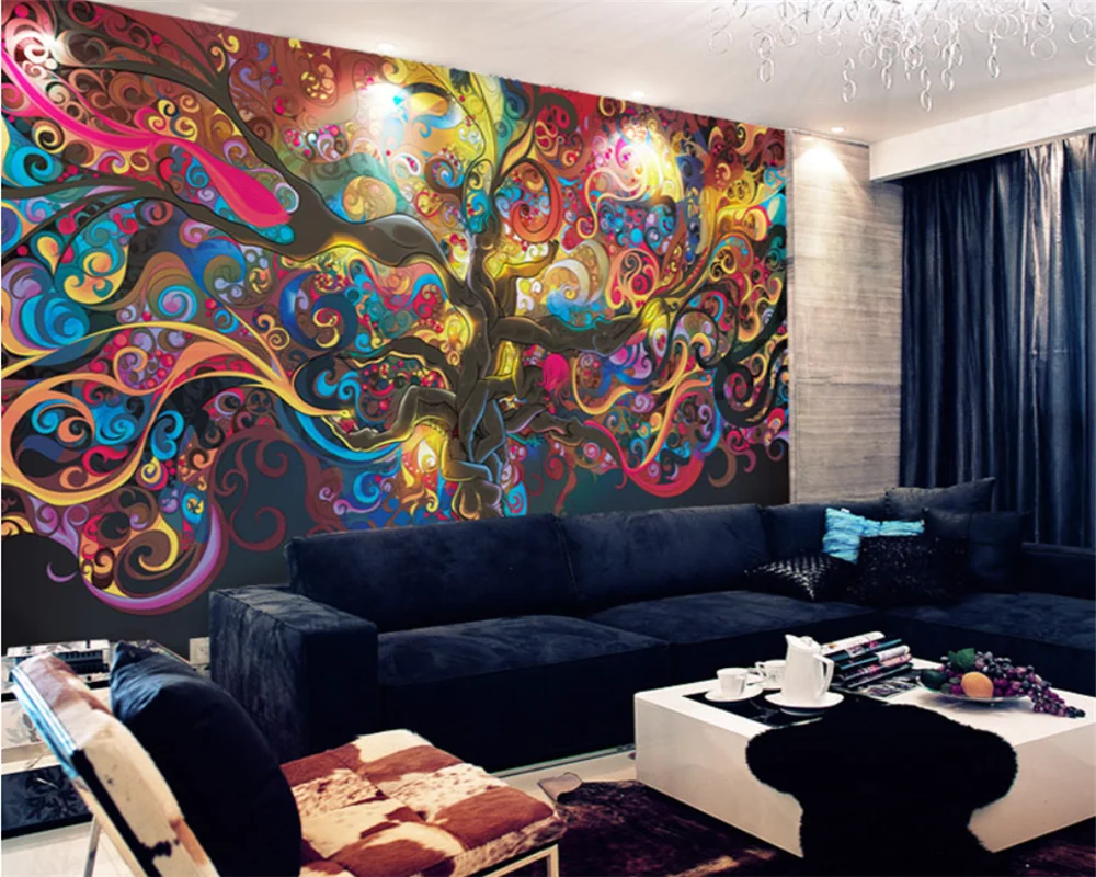 beibehang Customized modern new abstract wealth tree bar KTV coffee shop background papel de parede wallpaper papier peint | Обустройство