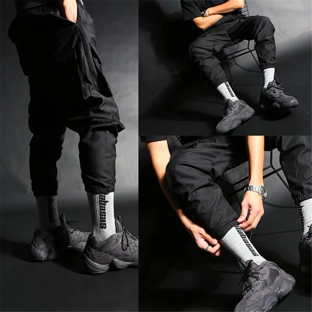 3 пары, Мужские осенне-зимние хлопковые модные спортивные носки для скейтборда с буквенным принтом, Harajuku, уличные однотонные трендовые забавные мужские носки