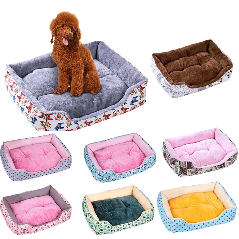 Small And Medium Dog Kennels Dog Beds For Medium Dogs Winter Warm Square Dog Mat Pet Dog Cat Puppy Cotton Nest