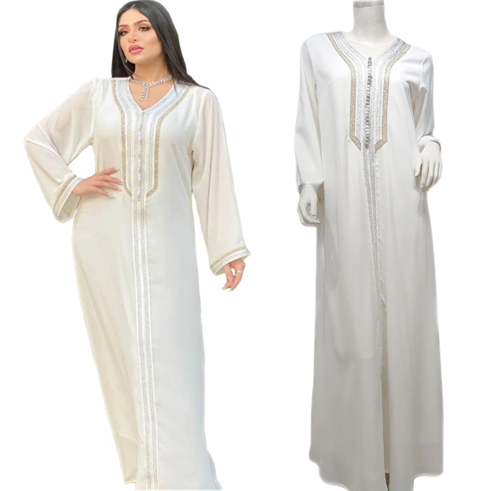 

Ramadan Muslim Women Solid Color Long Dress 2 Pieces Islamic Clothing Arabic Abaya Maxi Robe Gown Jalabiya Dubai Turkish Kaftan