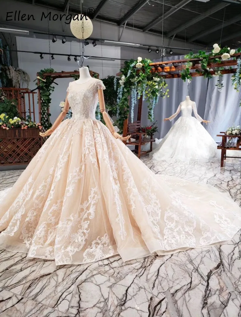 Старинные c высоким горлом мусульманское свадебное платье 2019 прозрачные кружевные бусы элегантные длинные рукава реальные фотографии