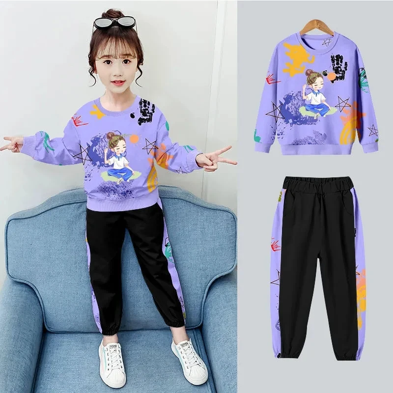 Kids Girl Outfit 2Pcs Set Spring Autumn Toddler Children Casual Sweatshirt+Pants Students Fashion Boutique Girls Clothes