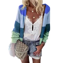 NIBESSER осенние новые женские повседневные кардиганы с длинным рукавом с открытым передом Свободные теплые кардиганы разноцветные вязаные свитера блузки
