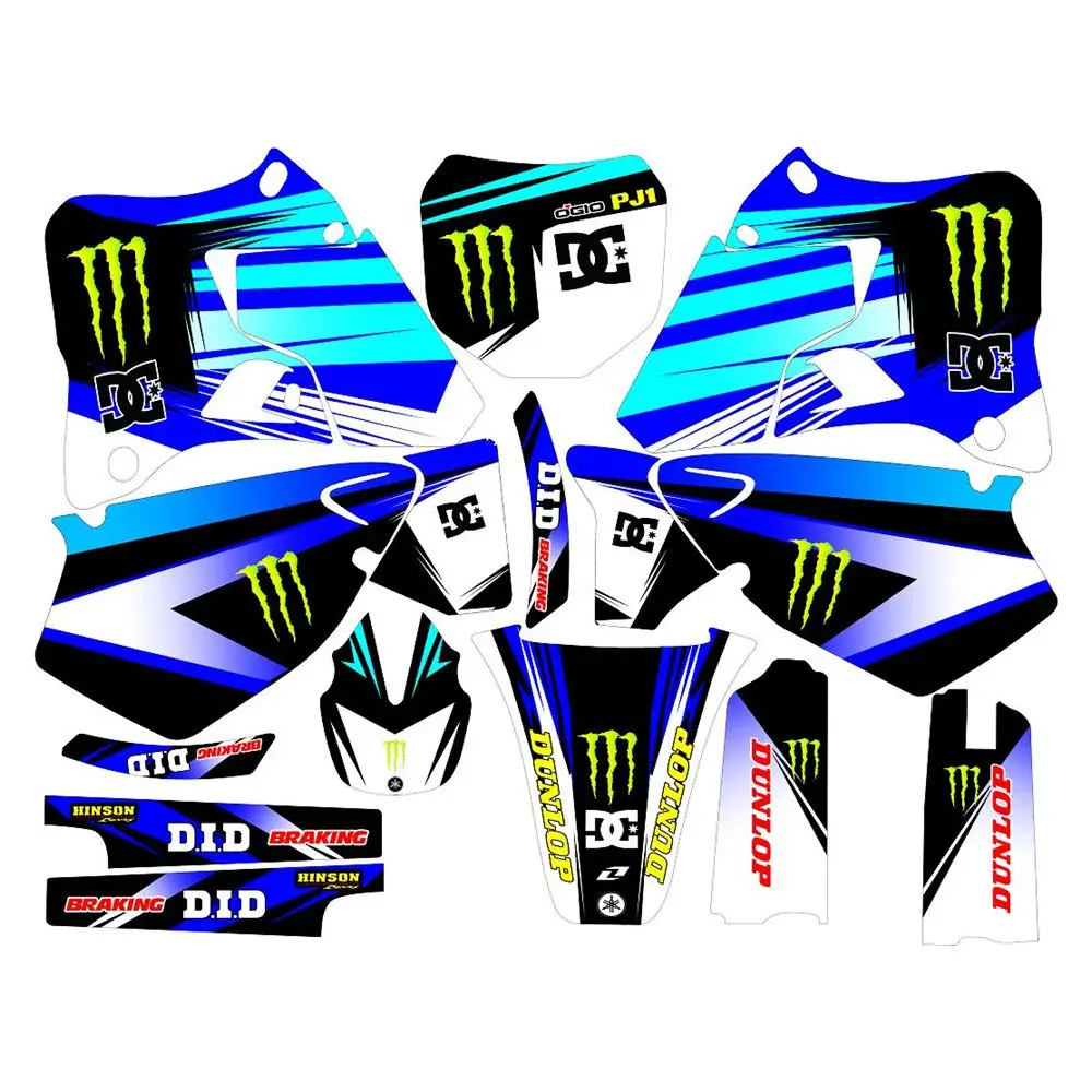 

New Full Graphics Decals Stickers Custom Number Name 3M Bright Matte Stickers Waterproof For YAMAHA YZ125-YZ250 1996-2001