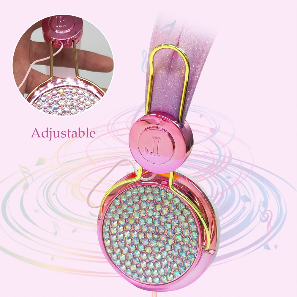 Cute Headphones children's headset color electroplated unicorn earphone mobile computer universal with Mic Headset for girl gift