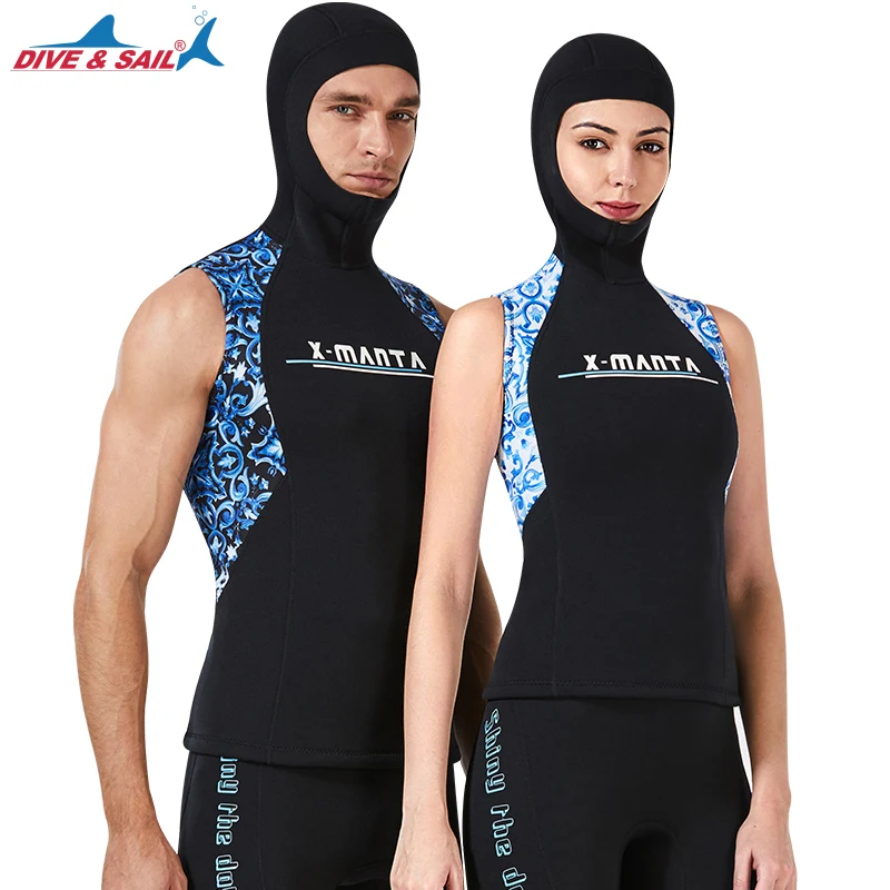 Dive&sail Wetsuit Hooded Vest Top Premium Neoprene 3mm Sleeveless Jacket  With Hood No Zipper Diving Surfing Swimming Snorkeling - Wetsuits -  AliExpress