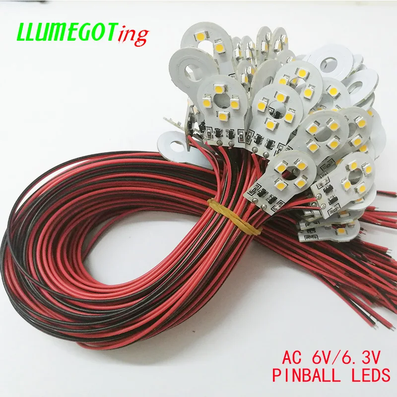50 шт. с 4x3528 SMD чип панели освещения различных цветов без полярности AC DC 6 в 6,3 в пинбол игра машина доска светодиодные лампы