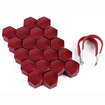 

20PCS Universal Red 17mm Plastic Wheel Lug Bolt Nut Cap Cover+2*Removal Tool Durable And Practical Accessory