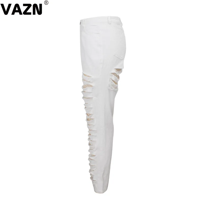 VAZN GHSF12029 рисовых цветов джинсы с бахромой Повседневный рваный деним брюки женские джинсы, брюки широкие длинные джинсовые брюки