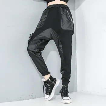 

XUXI Spring 2020 New Korea High Street Fashion South Korean Pants Light Bulb Personality Patchwork Wearing Black Pants FZ0914