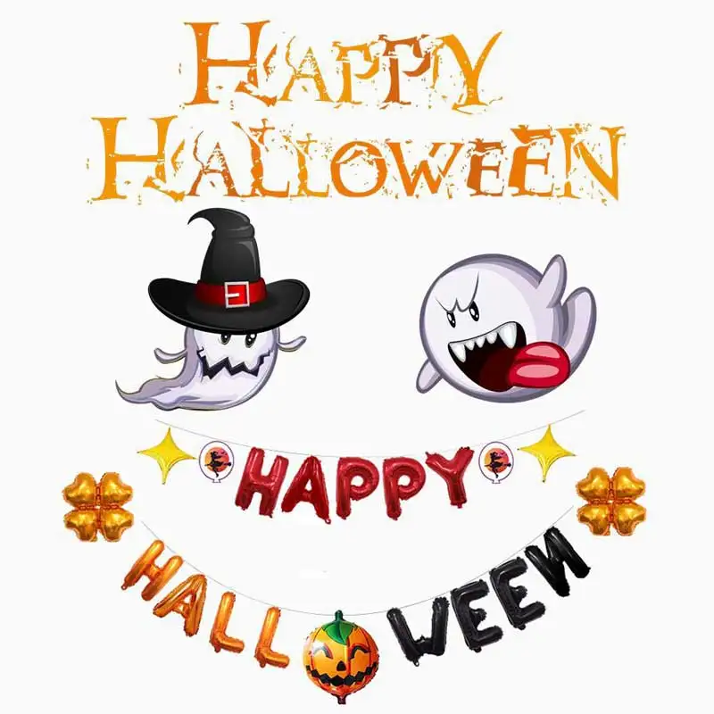 Тыква Happy Halloween Клевер декор для Хэллоуина, вечеринки 16 дюймов Хэллоуин букв Алюминий шар Декор для Хэллоуина, вечеринки