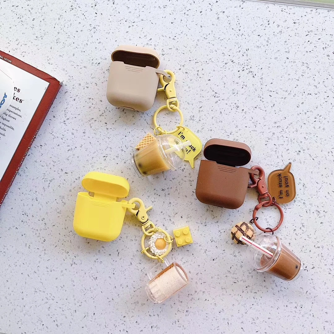 3D кукла молочный чай Брелок чехол для наушников для AirPods 1 2 Чехол милый банан и лимон Мягкий силиконовый чехол для наушников для Air Pods 2 Coque