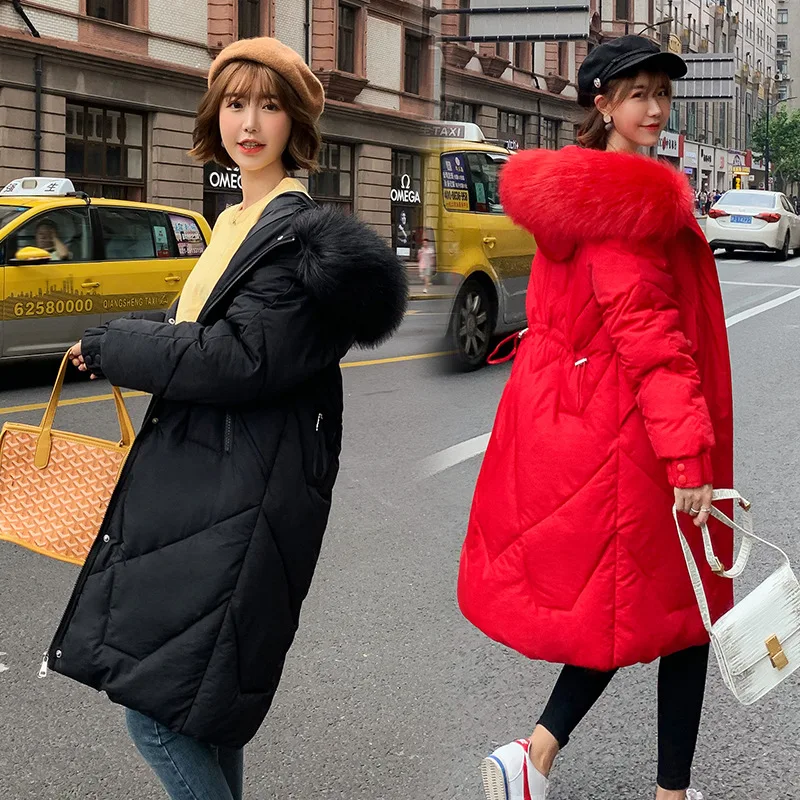 

2019 Winter New Style Cotton Coat Women's Korean-style Slim Fit Mid-length WOMEN'S Cotton-padded Clothing Thick Large Size Cotto