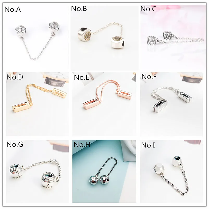 

Classic Authentic S925 Accessories chain of Charm Bracelets safety chain 925 sterling silver security chain bracelet charms
